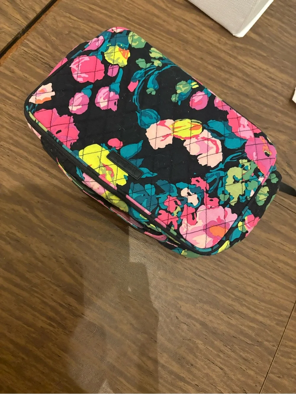 Vera Bradley Black Floral Quilted Cosmetic Case Large Multipocket